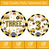 Letromp 80 Pcs Construction 3rd Birthday Decorations Construction Three Years Old Disposable Paper Dinner Plates Napkins Forks Dinnerware for Dump Truck Theme 3rd Bday Party Supplies Decorations