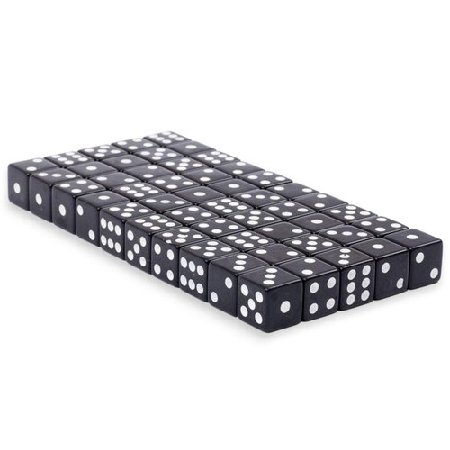 Regal Games - 6-Sided Urea Game Dice Set - Standard 16mm Size - 50 Count - Black - Perfect for Group Events, Bulk Buying