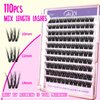 GAQQI Lash Clusters Kit, DIY Lash Extensions Kit 10-14mm Fluffy Cluster Lashes, Wispy Eyelash Clusters with Lash Bond and Seal+Lash Tweezer+Remover+110pcs Thin Band Individual Lashes (3D-GQ08-KIT)