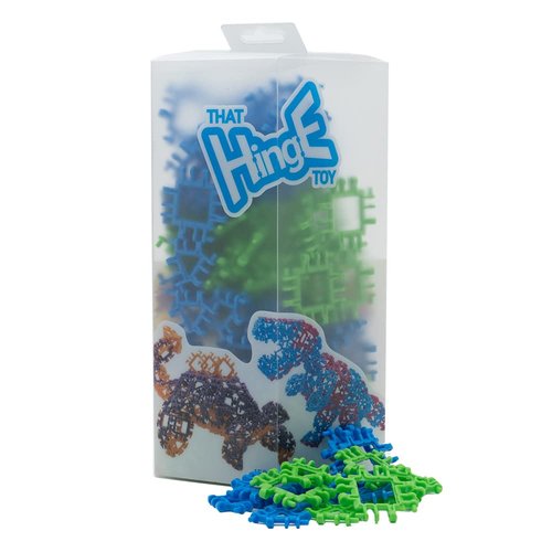 Incredibly Interconnectable Toys That Hinge Toy 150 Piece Blue + Green Set, Dinosaur + More STEM Construction Toy Building Set