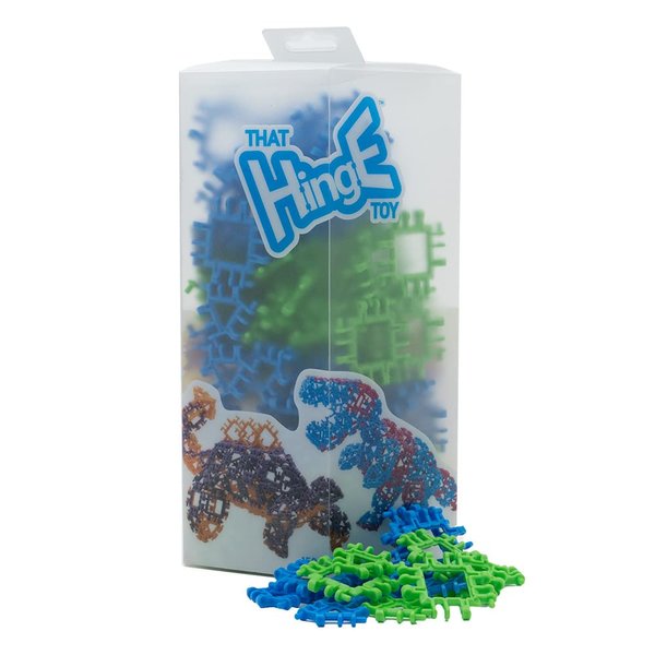 Incredibly Interconnectable Toys That Hinge Toy 150 Piece Blue + Green Set, Dinosaur + More STEM Construction Toy Building Set