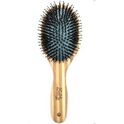 Boar Bristle Hair Brush for Women and Men, Boar Brush for Fine Thin Hair, Anti Breakage, Smoothing, Detangling, Wooden Comb for Hair Growth (Blue)