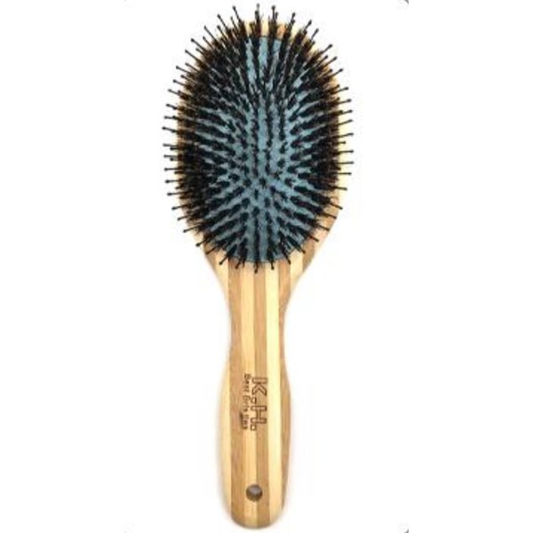 Boar Bristle Hair Brush for Women and Men, Boar Brush for Fine Thin Hair, Anti Breakage, Smoothing, Detangling, Wooden Comb for Hair Growth (Blue)