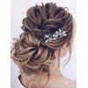 Jeairts Flower Rhinestone Hair Pins Pearl Bridal Hair Pieces Headwear Blue Beads Wedding Headpiece Hair Dress Crystal Hair Accessories for Brides and Bridesmaids