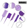 Hair Styling Comb,Highlighting Professional Styling Comb Metal Rat Tail Teasing Comb Dyeing Comb Foiling Comb for Home Hairstylist Barber Styling Weaving (4 Pcs Purple)