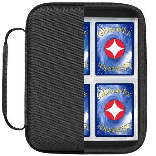 Trading Card Binder 4 Pockets, GEAoffice EVA Card Binder for 336 Cards, Durable Sports Card Collection Binder, Card Album Holder Folders for MTG, TCG, Game Cards & Sports Cards, Black