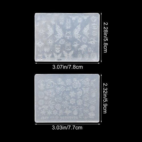 yueton 2Pack Flower Butterfly Nail Art Silicone Molds Cute Cartoon Nail Mold Embossed Nail Stencils Handmade Carving Nail Sticker Molds Nail Decor Tool