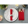 Disposable Linen-Feel Dinner Napkins with Built-in Flatware Pocket, 50-Pack BRIGHT RED Prefolded Cloth Like Paper Napkins For Christmas, Dinner, Wedding Or Party [Silverware NOT Included]