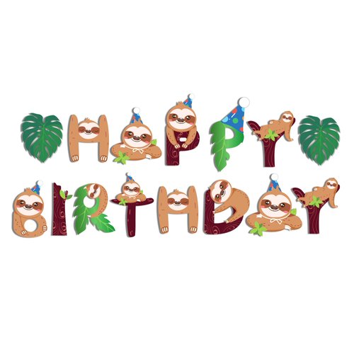 Sloth Birthday Banner Sloth Party Supplies Sloth Birthday Party Banner Sloth Banner for Baby Shower Kids Sloth Happy Birthday Theme Decorations