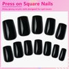 AddFavor 240pcs Black Press on Nails Medium Square Fake Nails, Glossy Acrylic Press on Nails Gel False Nails with Adhesive Stick for women