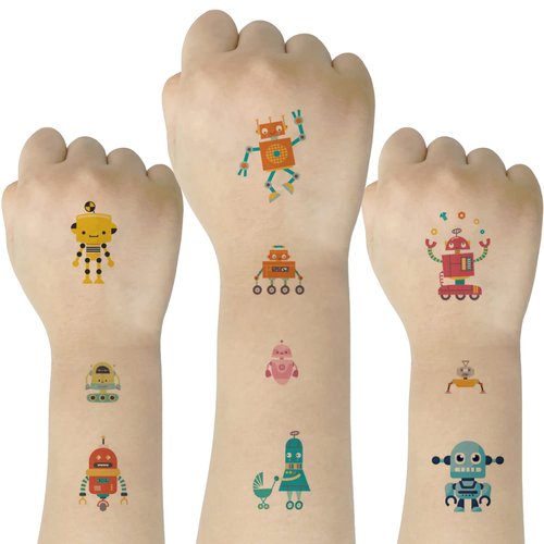 SIX VANKA (Pack of 10 Sheets) Robot Waterproof Temporary Tattoo Stickers for Kids Boys and Girls, Party Favors Decorations