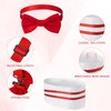 1950s Waiter Costume Kit, Soda Jerk Costume Kit Red and White Striped Apron with 2 Pockets, Soda Jerk Chef Hat Red Bow Ties Adjustable Kid Striped Apron for Kid Boy Girl Costume Cosplay Party