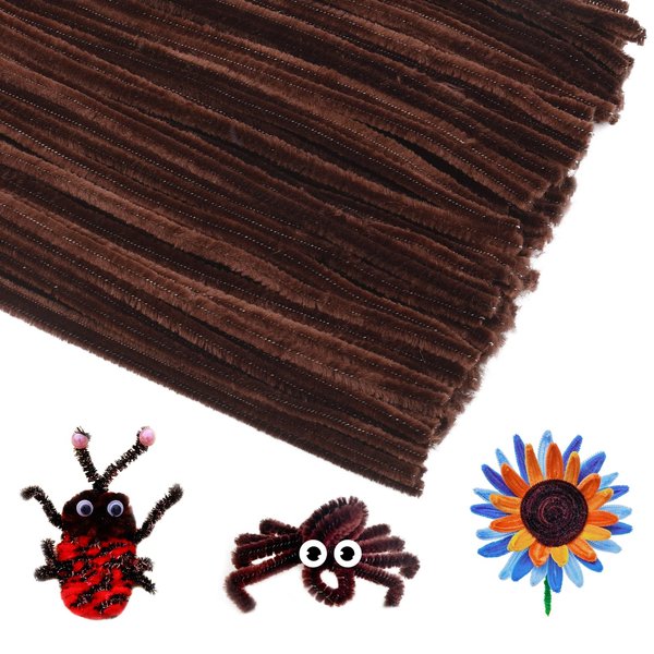 150 PCS Dark Brown Pipe Cleaners Chenille Stem, Pipe Cleaners Fuzzy Sticks, DIY Craft for Creative Handmade DIY Art Craft and Crafts Project Decoration Supplies