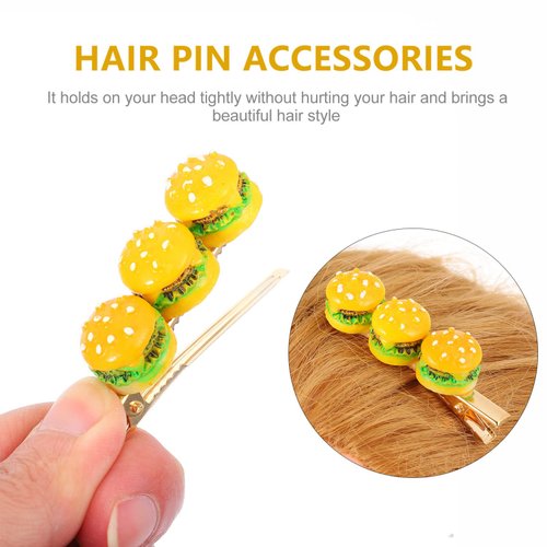 jojofuny Hair Clip, 3pcs Cartoon Food Barrettes Pins Novelty Hamburger Shaped Design for Women