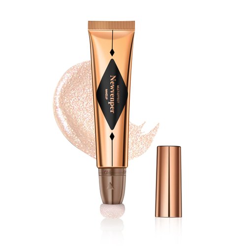 Highlighter Beauty Wand with Cushion Applicator Liquid Highlighter Luminizer with Shimmer Finish Long Lasting Smooth Lightweight Highlighter Stick Face Illuminator Makeup Stick Pearl White #4