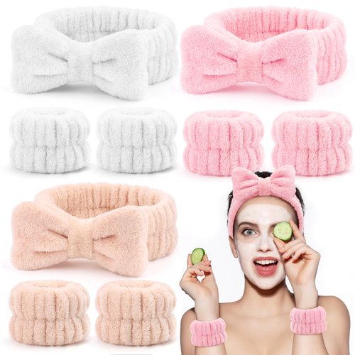EIMMBD 9 PCS Face Wash Headband Wristband Set, Wrist Towels for Washing Face, Spa Headband Makeup...