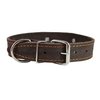 Genuine Leather Studded Dog Collar, Brown, 1.25" Wide. Fits 15"-18.5" Neck. Amstaff