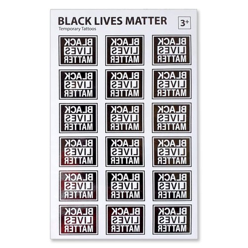 Black Lives Matter Temporary Tattoos. 1-1/2" W x 1-1/8" H.