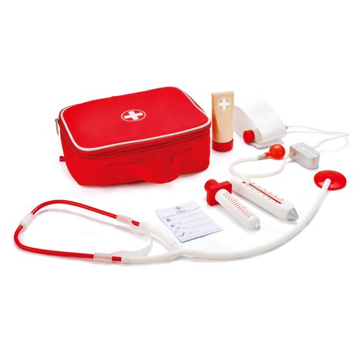 Hape Wooden Doctor on Call Role Play with a Carrying Case| Pretend Doctor Kit for Toddlers Age 3 Years and Up