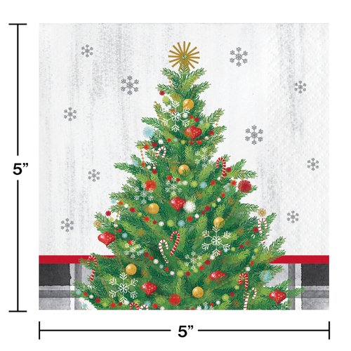 Holiday Christmas Tree Beverage Napkins, 16 ct