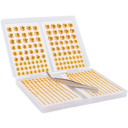 NIACONN 1760 Pcs Gold Yellow Hair Jewels Face Gems Stick on, Self Adhesive Glitter Rhinestones Stickers for Women Body Eyes Nails Festival Halloween Makeup & Crafts