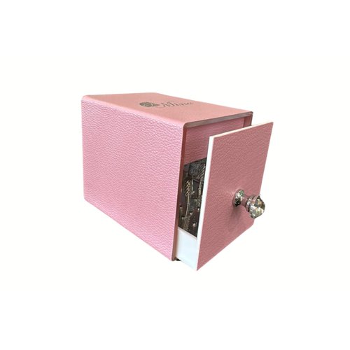 Mino BEAUTY 48 Holes Leather Nail Drill Bit Holder Blue UV LightBox Organizer Professional Nail Bit Stand Dustproof Container Case for Drill Bit Head Use for Manicure Tools with USB Charging (Pink)