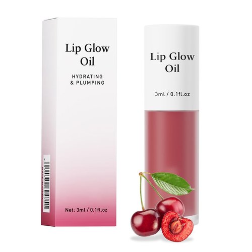 Hydrating Lip Glow Oil, No-Sticky Gloss Lip Balm Lip Care, Fruit Flavoured Lip Oil For Dry Lip's Moisturizing Hydrating And Nourishing (CHERRY)