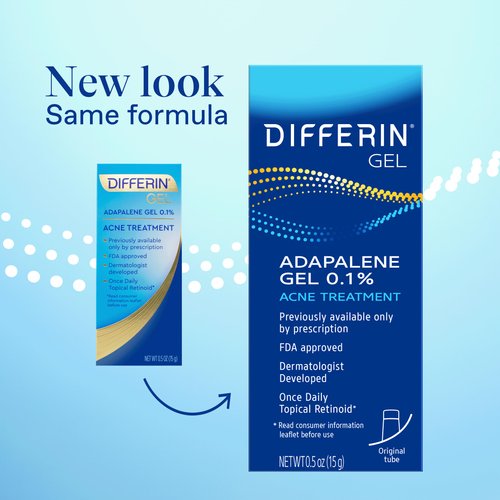 Differin Acne Treatment Gel, 60 Day Supply, Retinoid Treatment for Face with 0.1% Adapalene, Gentle Skin Care for Acne Prone Sensitive Skin, 15g Tube (Pack of 2)