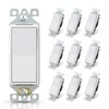 ELEGRP Matte White Single Pole Decorator Light Switch, 15Amp, 120/277V, Decorative Paddle Rocker Switch Replacement, On/Off Wall Switch, Self-Grounding, Residential/Commercial Grade, UL/CUL (10 Pack)