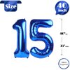 Navy Blue Number 15 Balloon 40 inch, 15 Number Balloon, 15th Navy Blue Birthday Decorations, 15 Year Old Girls Boys Blue Party Supplies