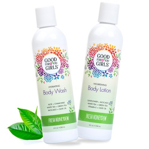 Good For You Girls 2 Piece Body Wash and Body Lotion Gift Set (Honeydew Scent)