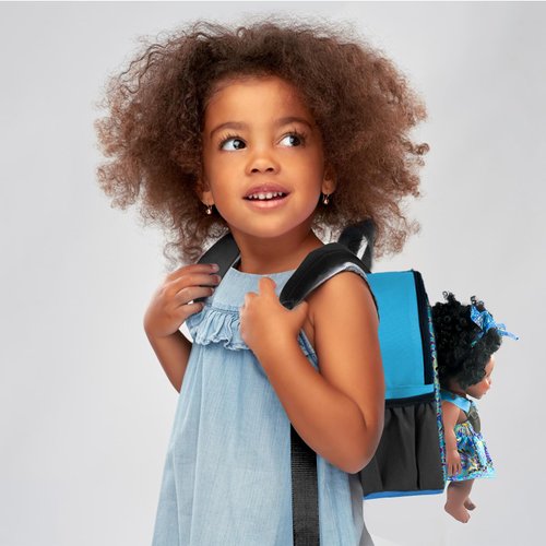 Nice2you Black Baby Doll with Backpack Carrier, 10in American African Doll for Girls Toddlers Aged 2+, Backpack for Baby Doll Accessories Storage, Perfect for 1 2 3 4 5 6 Years Old Kids