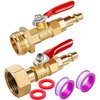 Breezliy 2PCS Brass RV Winterize Blowout Adapter, 1/4 Inch Male Quick Connecting Plug &3/4 inch Male GHT Thread &1/4 Inch Ball Valve with 2 Pcs Washers for Winterize RV Boat Camper Trailer
