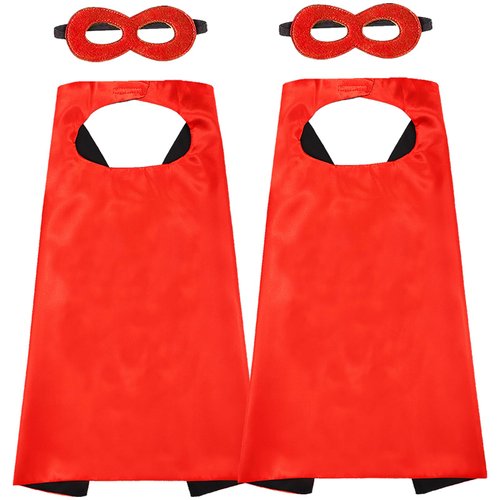 Dajiahao Superhero Capes and Masks for Kids Double Side Superhero Costume Cape Superhero Toy Boys and Girls Best Gifts (Red-2PCS)