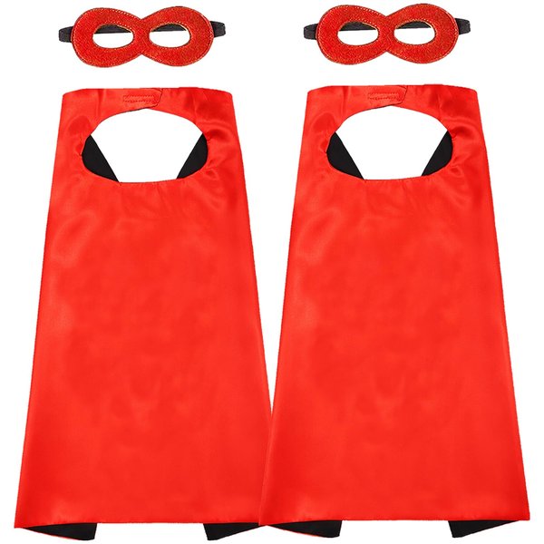 Dajiahao Superhero Capes and Masks for Kids Double Side Superhero Costume Cape Superhero Toy Boys and Girls Best Gifts (Red-2PCS)