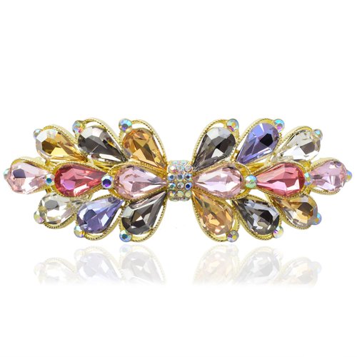JULIYOOYOO Crystal Hair Barrette Clips for Women and Girls,Stylish and Elegant Hair Accessories,Hair Barrette Clip with Rhinestones Embedded as Decoration(Multi-color)