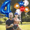Baseball Balloons 4th Birthday Decorations for Boys, Baseball Party Decorations Baseball Sports Theme Party Supplies, 40 inch Foil Number Balloons Number 4 Balloon Blue Red White Sports Balloon Kits