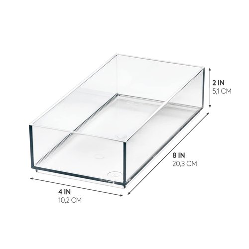 iDesign The Sarah Tanno Collection Plastic Cosmetic Drawer Organizer, 4" x 8" x 2", Clear