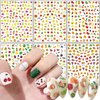 Fruits Nail Art Stickers, Holographic 3D Self-Adhesive Nail Sticker Design, Mixed Cherry Watermelon Strawberry Lemon Nail Decals Supplies for Women Girls Manicure Charms Decorations DIY Transfer Decal