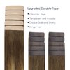 HOTBANANA Tape in Hair Extensions, 16 Inch Tape in Hair Extensions Human Hair 20pcs 50g Chocolate Brown Mixed Caramel Blonde Balayage Tape Hair Extensions Straight Remy Human Hair Tape in Extensions