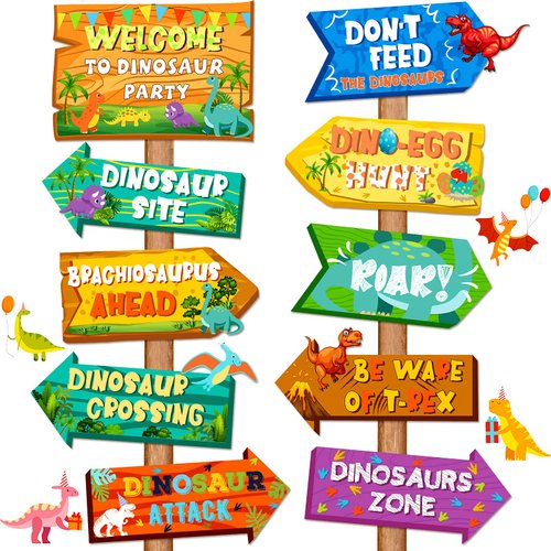 20 Pieces Dinosaur Party Decoration Signs Be Ware of Dinosaur Cutouts Directional Dino Welcome Door Yard Sign for Baby Shower Birthday Party Favor Dinosaur Theme Supplies Lawn Outdoor Decoration