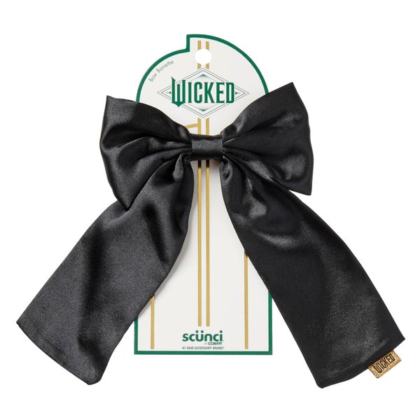 Wicked Satin Bow Barrette - hair accessories - hair bows - hair accessories for girls - gifts for her - Scunci by Conair - Black