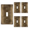 ENERLITES Toggle Light Switch Metal Wall Plate, Stainless Steel Switch Cover, Corrosion Resistant, Standard Size 1-Gang 4.50" x 2.76", Stainless Steel 201, 7711-AB-5PCS, Antique Brass, 5 pack