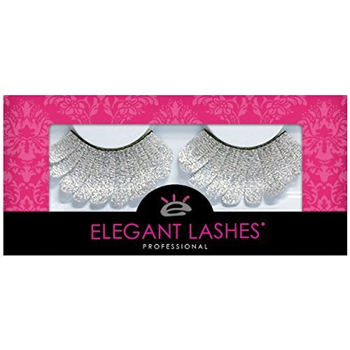 Elegant Lashes F107 Premium Silver Feather False Eyelashes Halloween Dance Rave Costume