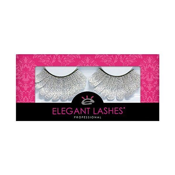 Elegant Lashes F107 Premium Silver Feather False Eyelashes Halloween Dance Rave Costume