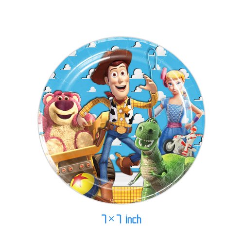 41pcs Toy Storys Party Supplies include 20 plates, 20 napkins, 1 Tablecloth for the Toy Storys birthday party decoration
