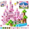 Annexfun Magnetic Blocks - 100PCS Magnetic Building Blocks Pink Castle Princess Castle Garden STEM Cubes for Toddler Kids Toys, Construction Toys for Kids Ages 3+, Christmas Birthday Gifts for Girls