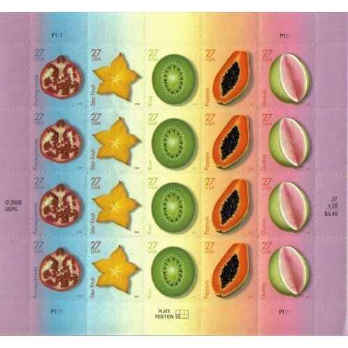 United States Postal Service Tropical Fruits (Sheet of 20) 27 Cent Postage Stamps Scott #4253-4257