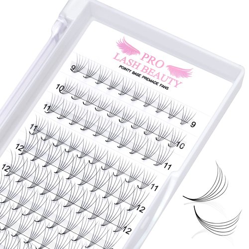 Premade Fans Eyelash Extensions 4D-C-0.10-9-16mix Premade Volume Lash Extensions Pointed Base Fans 0.07 Premade Volume Fans C D Curl(4D-C-0.10,9-16mix)