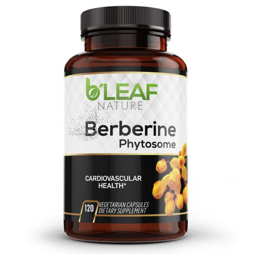 B’Leaf Nature's Berberine Phytosome Vegetarian Capsules - Superior Absorption, Natural Herbal Supplement for Better Health - Gluten-Free, Non-GMO - 120 Capsules, 1100mg per Serving